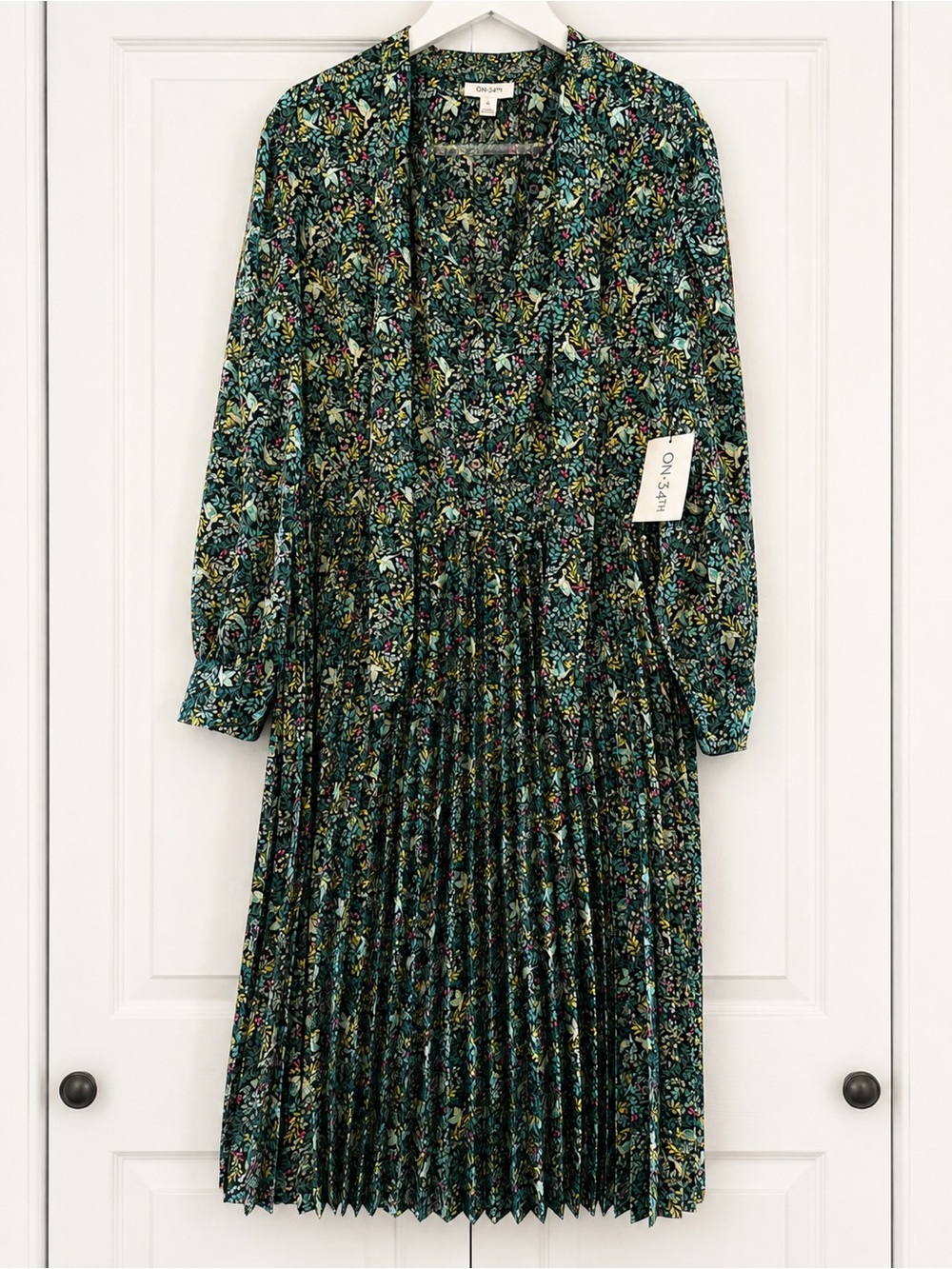 On 34th Polished Floral Pleated Midi Dress Women’s XL NWT